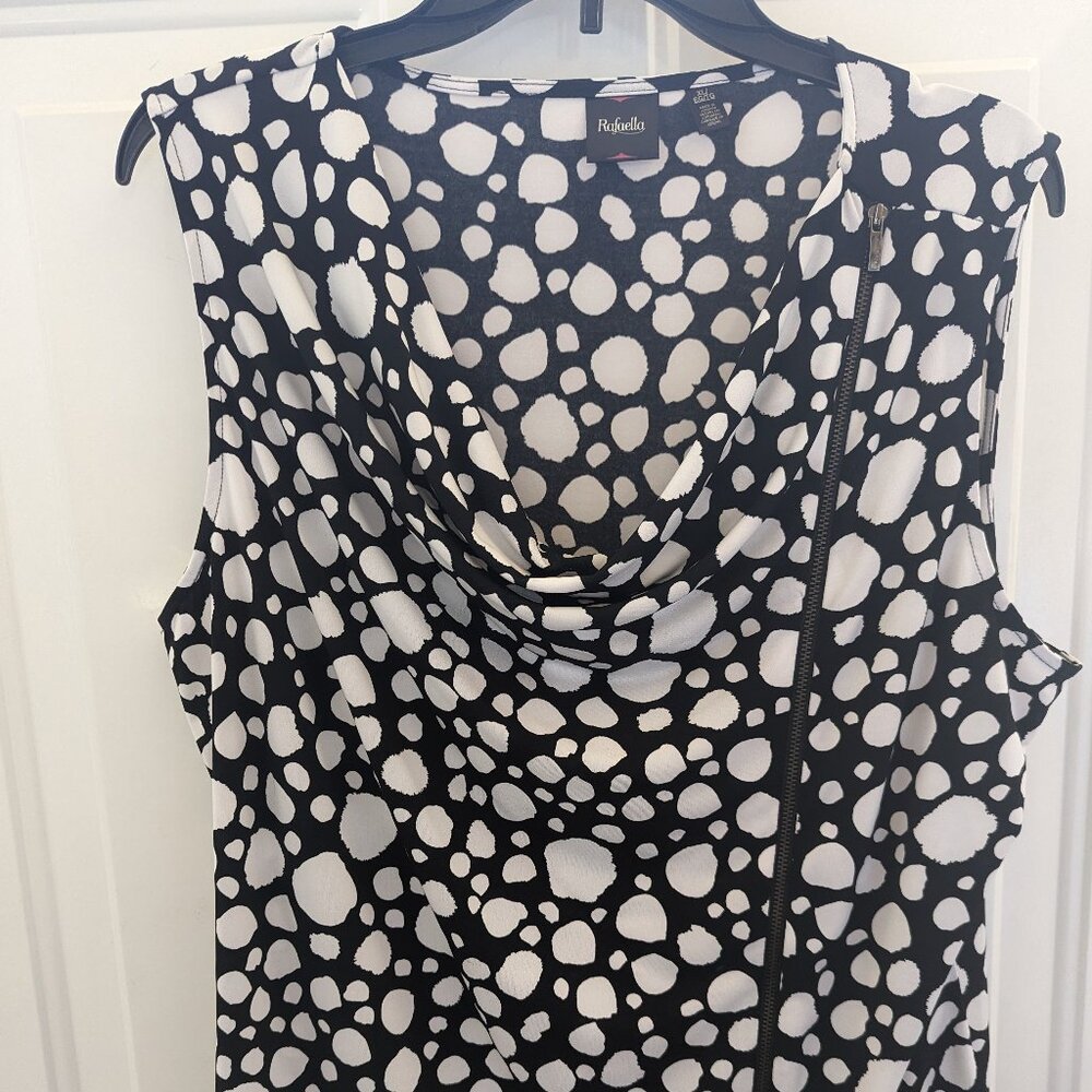 Rafaella black and white print sleeveless woman's blouse Sz XL